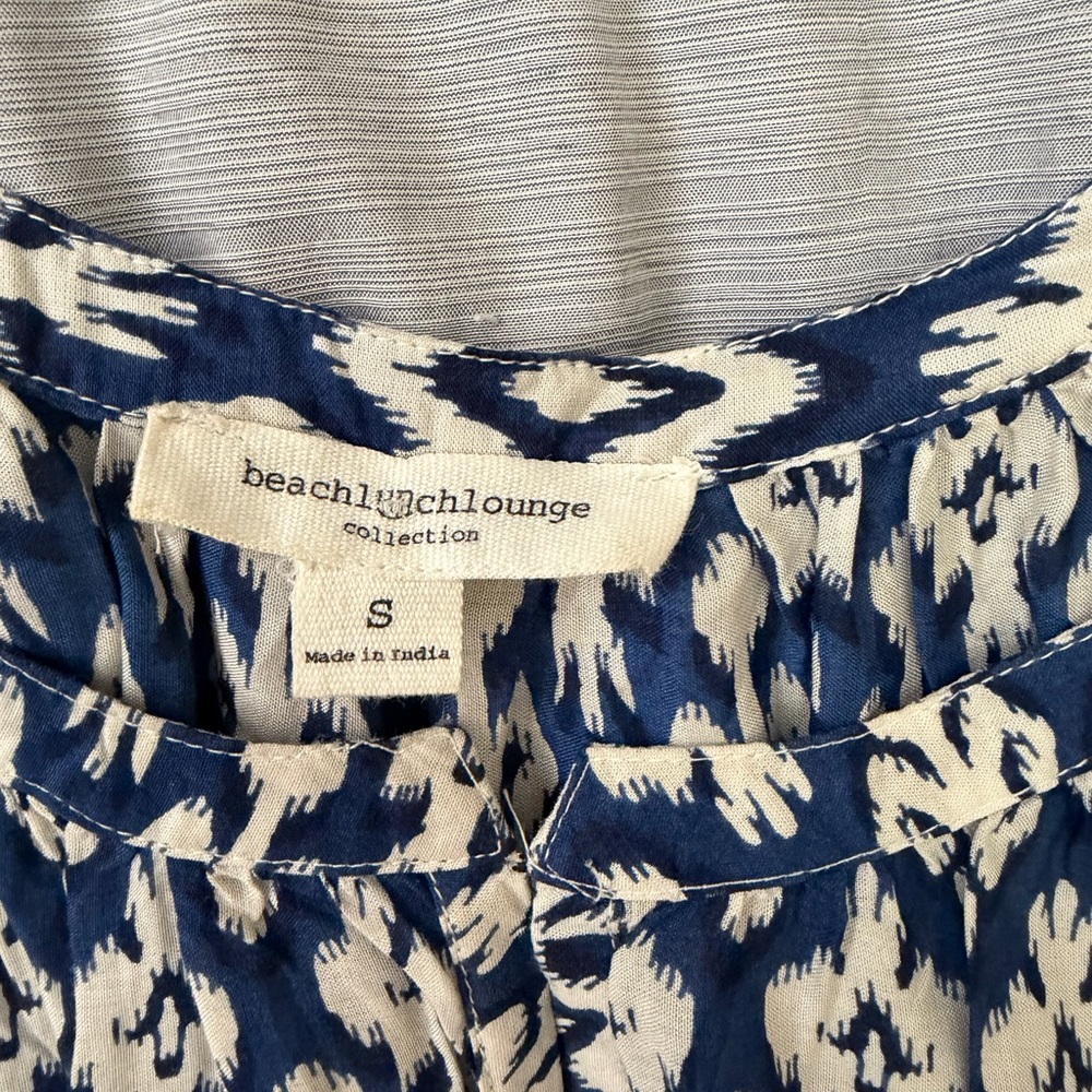 beachlunchlounge Blue and White Sz S blouse - Picture 2 of 5